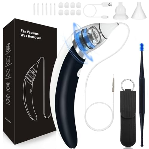2024 Ear Vacuum Wax Remover, 5 Levels Strong Suction Ear Removal, Electric Longer Battery Life Ear Vacuum, USB Charge Ear Wax Vacuum, Soft Ear Cleaner Earwax Removal Kit, Reusable Ear Cleaning Kit