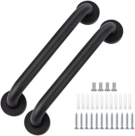 2 Pack Bathroom Grab Bar, supregear 20 Inch Length Black Shower Safety Grab Bar, 1 Inch Diameter 201 Stainless Steel Anti-Slip Handle for Senior, Elderly, Handicap