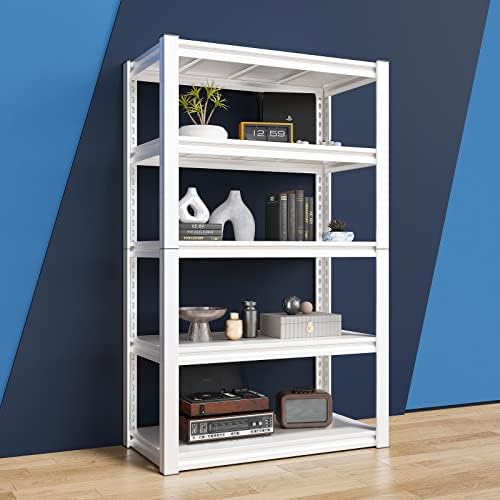 Raybee Garage Shelving Heavy Duty 2000LBS Storage Shelves Heavy Duty Shelving 5 Tier White Metal Shelves Pantry Shelf for Kitchen Closet Basement Warehouse 16.5" D x 32" W x 63" H