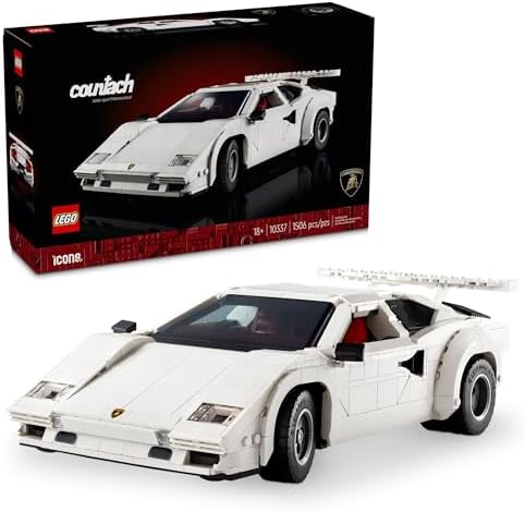 LEGO Icons Lamborghini Countach 5000 Quattrovalvole Model Car Kit - Collectible Building Set for Adults, Ages 18+ - Detailed Lamborghini Car Kit with Scissor Doors, V12 Engine, and More - 10337