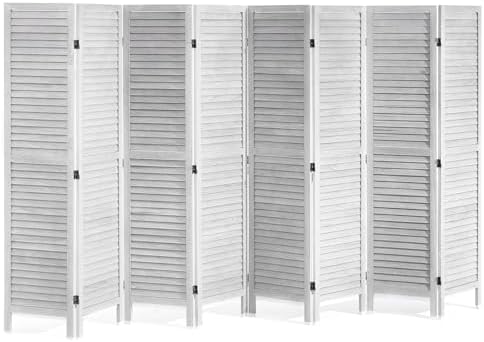 VEVOR Wood Room Divider, 8 Panel Wood Folding Privacy Screen, 66.9 Inches Tall Indoor Louvered Wooden Partition, Portable Decoration Screen, for Room Separation, Home, Office, Restaurant & Bedroom