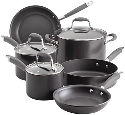 Anolon Advanced Home Hard Anodized Nonstick Cookware/Pots and Pans Set, 9 Piece - Moonstone