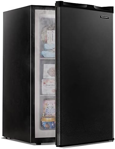 Euhomy Upright freezer, 3.0 Cubic Feet, Single Door Compact Mini Freezer with Reversible Door, Small freezer for Home/Dorms/Apartment/Office (Black)