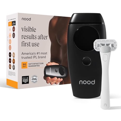 NEW Nood™ Flasher 2.0 + Shaving Starter Kit — IPL Laser Hair Removal Device for Women & Men with Refillable 5-Blade Razors — Pain-Free IPL Hair Removal Works Wherever Hair Grows — Matte Black