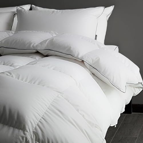 Luxury Down Fiber Comforter Oversized King Size - All Season Duvet Insert, Ultra-Soft Hotel Collection Comforter, Fluffy and Cozy - Ivory White, Oversized King 120 X 98”
