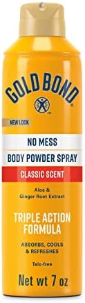 Gold Bond No Mess Talc-Free Body Powder Spray, 7 oz., Classic Scent, with a Triple Action Formula