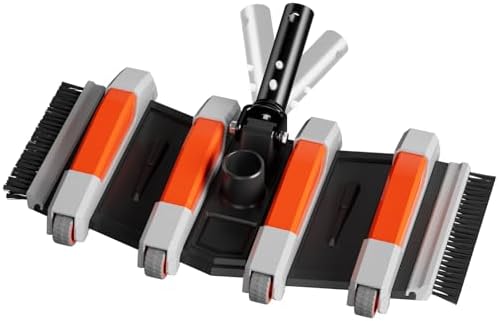 Heavy Duty Pool Vacuum Head with Swivel Handle,Side Brush & Wheels for Vinyl Liner Professional Weighted Swimming Pool Vac Cleaner Heads for Inground & Above Ground Pool - Orange
