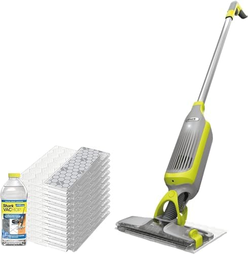 Shark VM200P10 VACMOP Cordless Hard Floor Vacuum Mop with 10 Disposable Pads and 12 oz solution Charcoal Gray -(Renewed)…