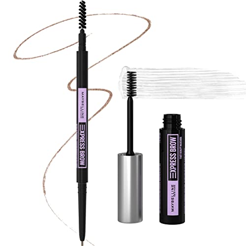 Maybelline Brow Ultra Slim Defining Brow Pencil + Brow Fast Sculpt Brow Gel Makeup Bundle, Includes 1 Blonde Eyebrow Pencil and 1 Clear Eyebrow Gel
