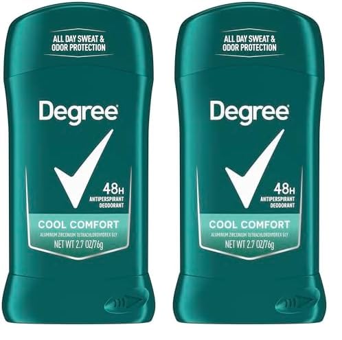 DEGREE Original Antiperspirant Deodorant Non-Irritating for Sensitive Skin Cool Comfort for Men, Multi, One Size, 2.7 Oz (Pack of 2)