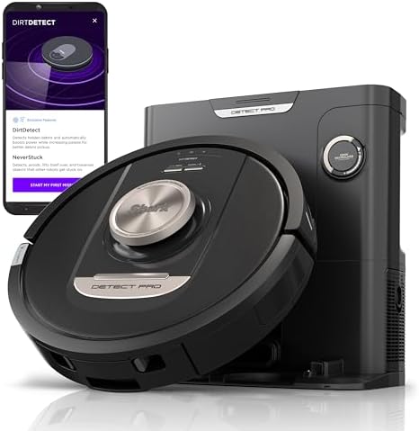 Shark RV2820AE Detect Pro Self-Empty Robot Vacuum, 60-Day Capacity HEPA Base, 3 Detect & React Technologies, Auto Deep-Clean on Carpets and Hardfloors, NeverStuck Tech, Wi-Fi Black/Bronze (Renewed)