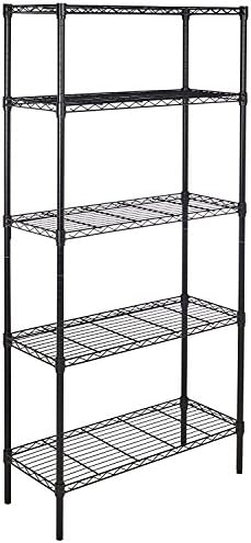 Amazon Basics 5-Shelf Adjustable Heavy Duty Steel Wire Rack Storage Shelving Organizer for Kitchen, Garage, 36" L x 14" W x 72" H, Black