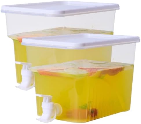 2 Pack 1.3 Gallon Fridge Drink Dispenser with Spigot, Leak-proof Plastic Beverage Drink Dispenser Refrigerator Iced Juice Lemonade Dispenser For Party, Bar