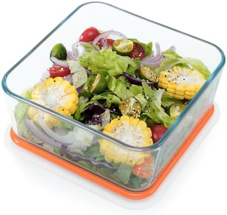 NUTRIUPS 2.6QT Square Glass Baking Dish with Lid, 8×8 inches Deep Square Baking Dish with Lid, Glass Baking Dishes for Oven