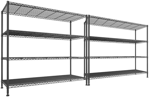 REIBII Storage Shelves 45.3''W Wire Shelving Unit 4 Tier Metal Shelves for Storage Rack Metal Shelving for Pantry Shelves Kitchen Steel Shelving, 45.3''W*63''H*17.7" D, 2 Pack