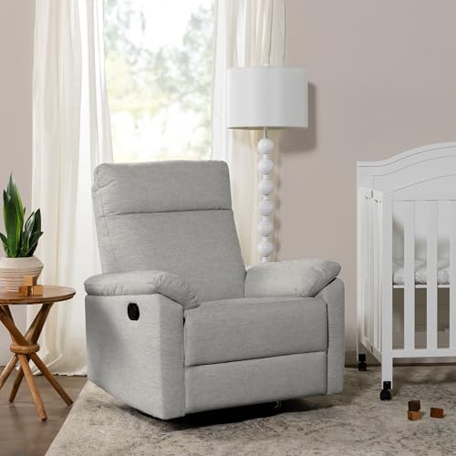 DaVinci Suzy Glider Recliner Nursery Chair - Glider Rocking Chair for Nursery and Living Room - GREENGUARD Gold, FSC & Certi-PUR US Certified - 360° Swivel Rocker Recliner Chair (Frost Grey)