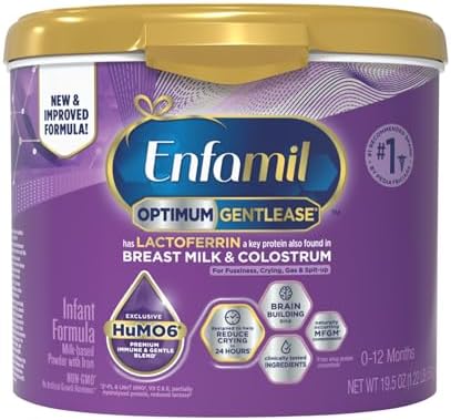 Enfamil Enspire Gentlease Infant Formula with Immune-Supporting Lactoferrin, Brain Building DHA, 5 Nutrient Benefits in 1 Formula, Reusable Tub, 19.5 Oz