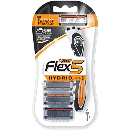 BIC Flex 5 Hybrid, 5 Flexible Blades, One handle, 4 Cartridges