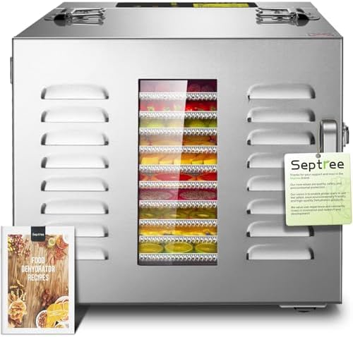 Commercial 10 Trays food dehydrator machine for jerky and herbs, Usable Area up to 17ft² and 195℉ Temperature, 1000W Detachable Stainless Steel Dryer,for Meat, Fruit, mushrooms,beef,Pet Food