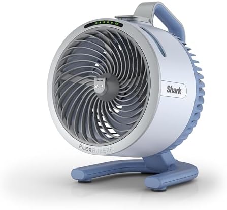 Shark FlexBreeze HydroGo Fan — Ultra-powerful portable fan that mists indoors & outdoors. up to 70 feet of reach, corded & cordless with up to 12-hr. battery, 5 speeds, & evaporative misting, Glacier
