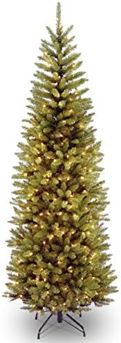 National Tree Company Pre-Lit 'Feel Real' Artificial Full Downswept Christmas Tree, Green, Douglas Fir, White Lights, Includes Stand, 6.5 feet