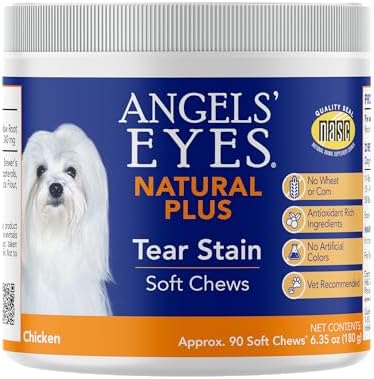 ANGELS' EYES Natural Tear Stain Prevention Soft Chews for Dogs | Chicken Flavor| For All Breeds | No Wheat No Corn | Daily Supplement | Proprietary Formula, 90 Count