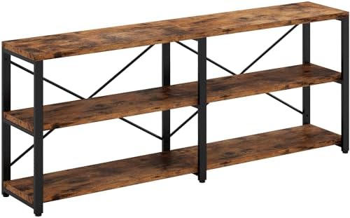 IRONCK Rustic Entryway Console Table, Long Hallway Table 70.8 in 3-Tier, TV Stand Entertainment Center Media Stand for Living Room, Industrial Style, Vintage Brown