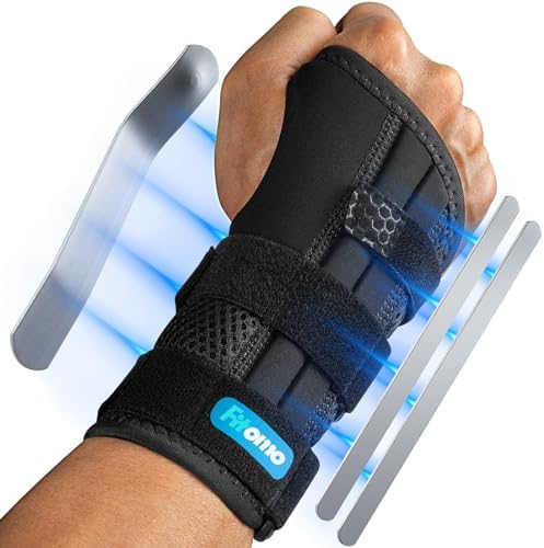 Carpal Tunnel Wrist Brace Night Support with 3 Metal Splints for Sleeping and Soft Thumb Opening, Adjustable Wrist Support Hand Brace for Tendonitis Arthritis Sprains, 1 Unit, Right Hand