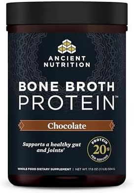 Ancient Nutrition Protein Powder Made from Real Bone Broth, Chocolate, 20g Protein Per Serving, 20 Serving Tub, Gluten Free Hydrolyzed Collagen Peptides Supplement, Great in Protein Shakes