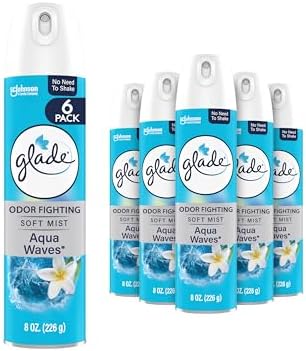 Glade Air Freshener Room Spray, Aqua Waves Scent, Odor Fighting to Deliver Long Lasting Freshness, 8 Oz, 6 Count