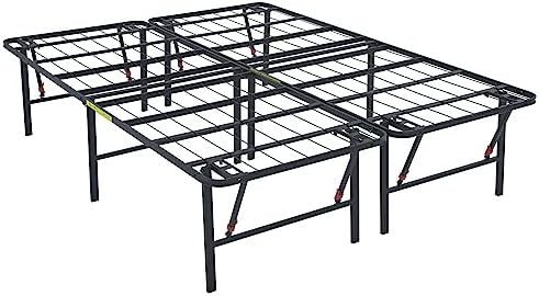 Amazon Basics Bed Frame with Storage, Foldable Metal Platform, Sturdy Steel, No Box Spring Needed, 18 inches High, Tool-Free Setup, Full Size, Black