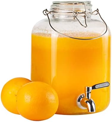 1 Gallon Glass Beverage Dispenser with Spigot and Handle - Perfect for Parties, Juice, Lemonade & Laundry Detergent