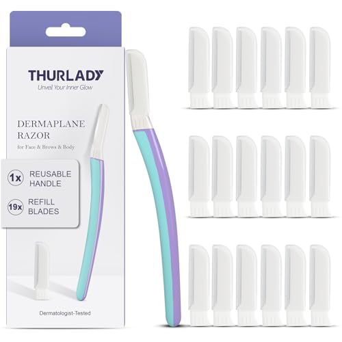 Dermaplane Razor for Women Face, Reusable Handle with 19 Microblades, Face Razors for Women, Dermaplaning Tool, Eyebrow Razor, Peach Fuzz Remover, for Facial Hair Removal (Wisteria)