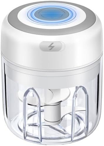 Electric Garlic Chopper, Portable Food Processor, Mini Vegetable Chopper Onion Mincer, Cordless Meat Grinder for Vegetable, Pepper, Portable USB Chopper, Cordless Food Processor for Chili, Fruit, Meat