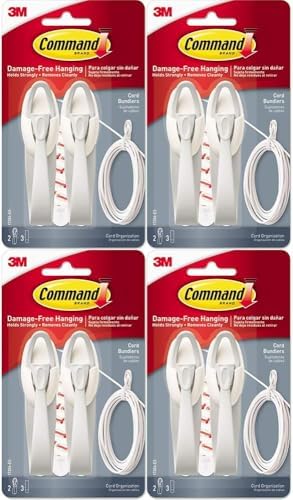 3M 17304 Command Cord Bundlers 4 Pack (8 Bundlers)