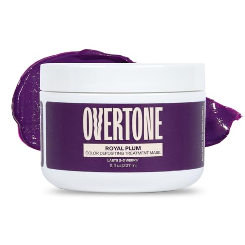 oVertone Haircare Color Depositing Conditioner - 8 oz Semi Permanent Hair Color with Shea Butter & Coconut Oil - Temporary Hair Color Dye - Vegan, Cruelty-Free - Purple for Brown Hair