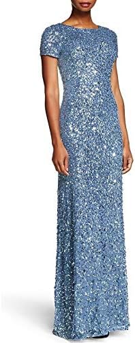 Adrianna Papell Women's Short-Sleeve All Over Sequin Gown