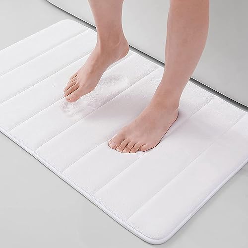 Buganda Memory Foam Bath Mat, 30" x 20", Ultra Soft and Non-Slip Bathroom Rugs, Water Absorbent and Machine Washable Bath Rug for Bathroom, Shower, and Tub, White
