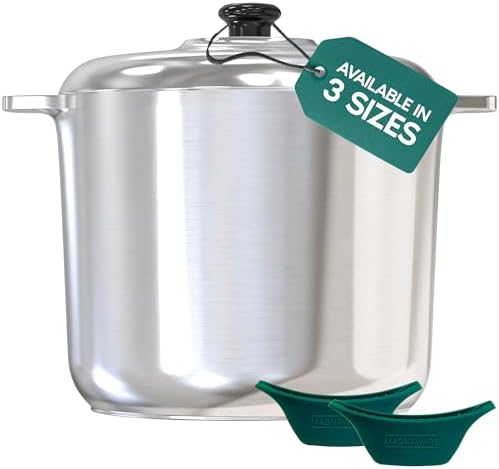 18 Quart Cast Aluminum Large Stock Pot with Lid - Durable & Lightweight Soup Pot with Even Heat Distribution & Retention - Professional Cookware Stockpot with Silicone Handle
