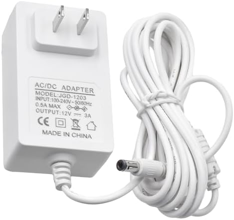 12V Power Cord Replacement for 4moms mamaRoo 2/4, Charger for Rockaroo Baby Swing, 10FT Power Adapter Supply Cord, White