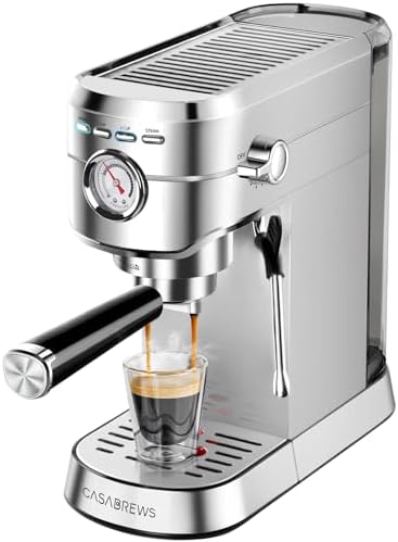 CASABREWS CM5418 Espresso Machine 20 Bar, Compact Espresso Maker with Steam Milk Frother, Stainless Steel Coffee Machine with 34oz Removable Water Tank for Cappuccino, Latte, Silver