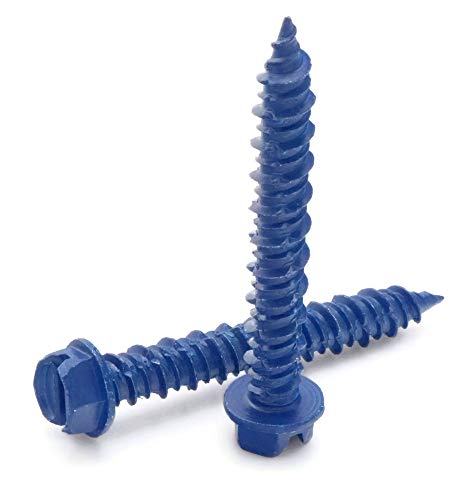 1/4 Tapcon Style Concrete Screws Slotted Hex Washer Head Concrete Screws to Anchor Masonry, Block & Brick 1/4" x 1-1/4" Qty 1000