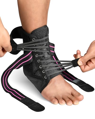 Quick Lace Up Ankle Brace for Women with Removable Side Splints, Adjustable Ankle Support for Sprained Injury Recovery, Ankle Stabilizer for Basketball Volleyball Tennis, 1 Unit