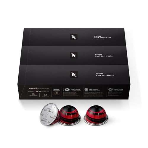 Nespresso Capsules Vertuo, Half Caffeinato, Mild Roast Coffee, 30-Count Coffee Pods, Brews 7.8oz.