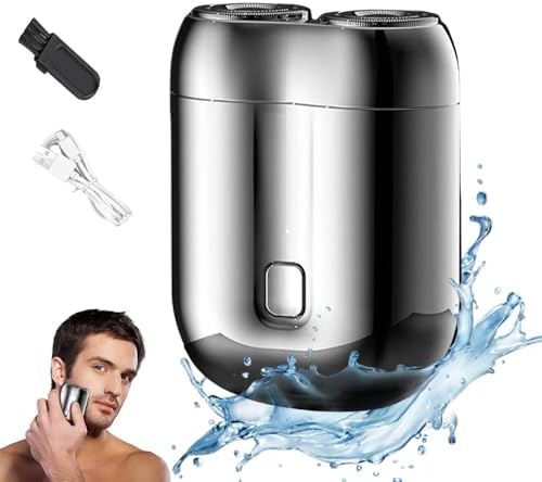 New Model Mini Dual-Head Electric Shaver, 2025 New Pocket Electric Mini Portable Razor Double Head Razor, Washable USB Rechargeable Dual Head Compact Razors for Home Car Travel (Silver)