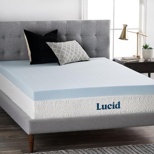 Lucid 4 Inch Mattress Topper - California King Size - Cooling Gel Infused Memory Foam - Plush Feel Pressure Relieving Bed Topper - Mattress Pad – Ventilated Breathable Design – CertiPur Certified