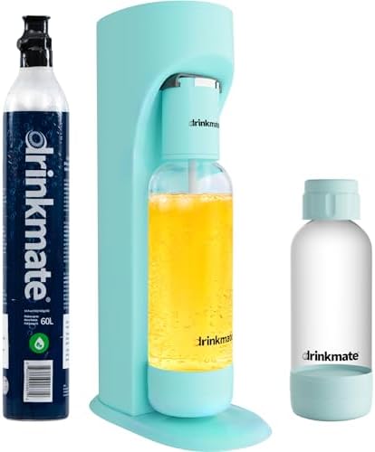 Drinkmate OmniFizz Sparkling Water and Soda Maker, Carbonates Any Drink, Special Bundle - Includes 60L CO2 Cylinder, Two Carbonation Bottles, and Fizz Infuser (Arctic Blue)