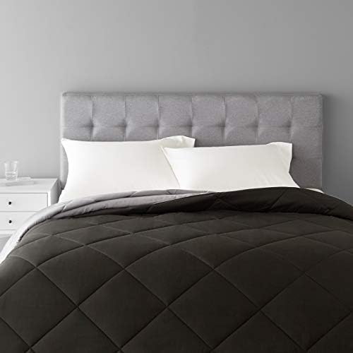 Amazon Basics Comforter Blanket King, Reversible Lightweight Microfiber All Season Blanket, Black/Grey