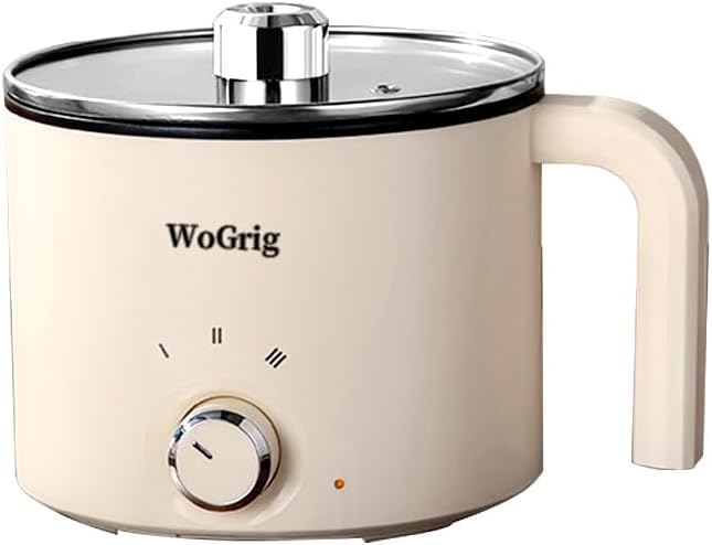1.8L Electric Hot Pot,Ramen Cooker, Dual power supply Mini Portable Multi-Functional Lazy Pot for Pasta, Noodles, Egg, Soup,Rice,Non-Stick Noodle Cooker with Boil Dry Protection for Dorm, Office (white)