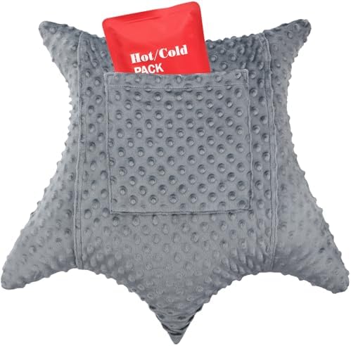 Star Shape Hysterectomy Pillow for Abdominal Surgery with 2 Pockets, Hysterectomy Pillows Must Have Recovery Gift Post Surgical Stomach Tummy Tuck Belly Cushion, Minky Dot Dark Gray